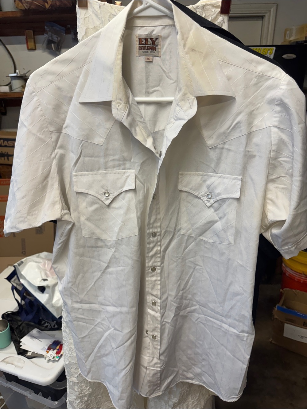 Eli cattleman White short sleeve Pearl snap shirt size 16